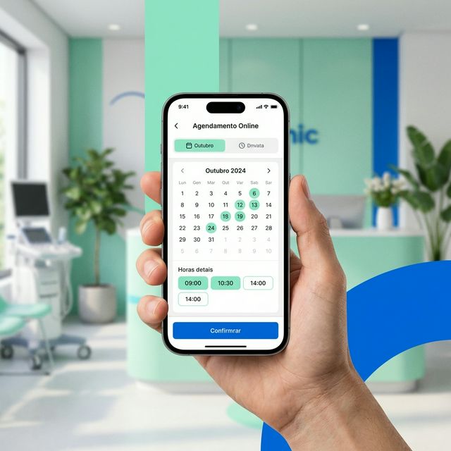 Paciente agendando consulta pelo celular